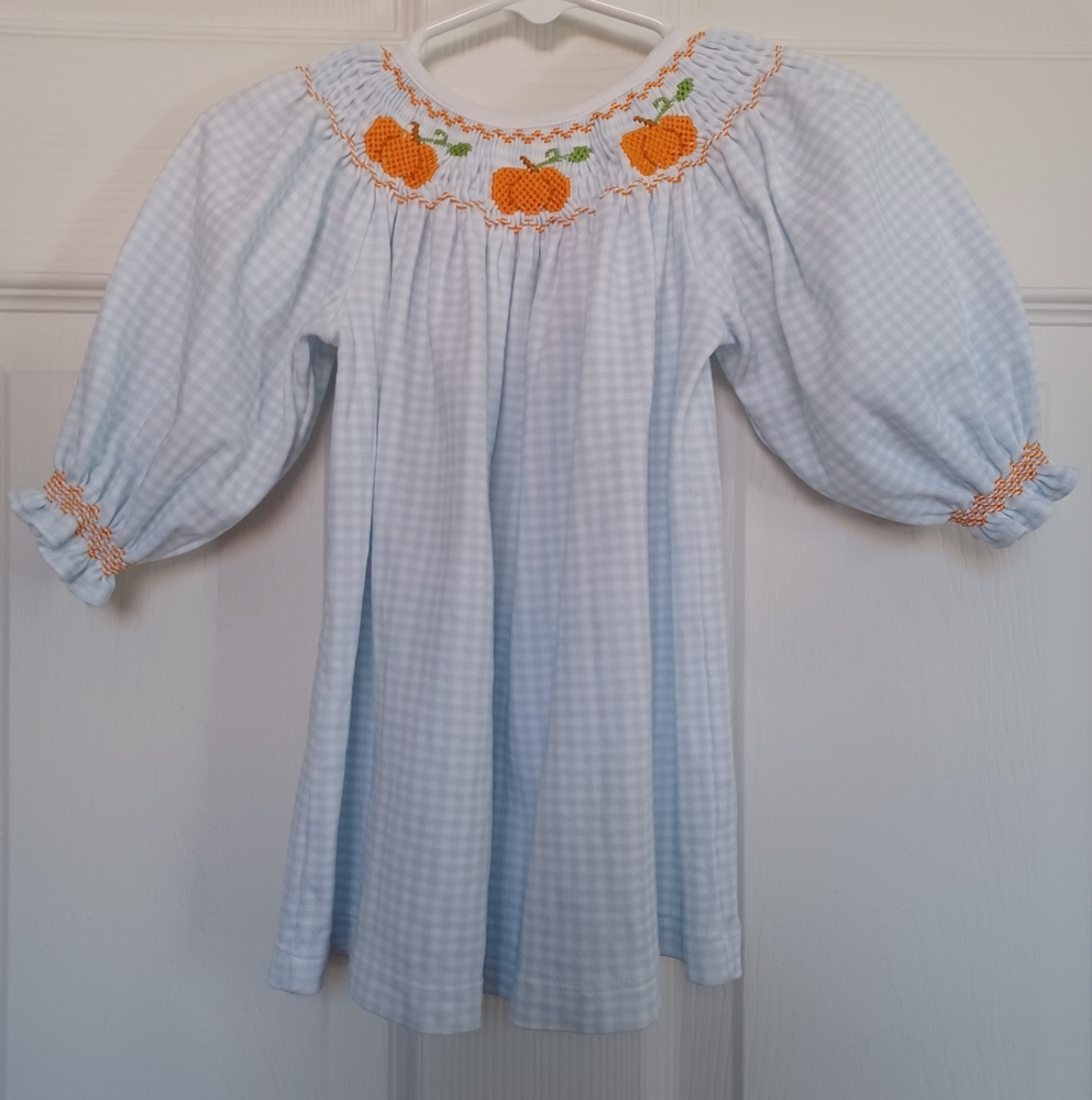 👶BABY LOREN Smocked Pumpkin Dress